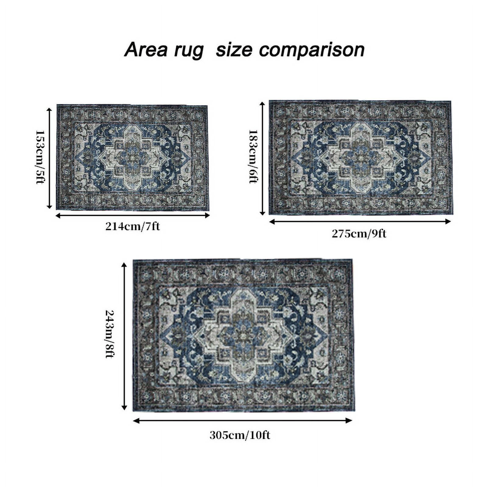 Yoneston 5' x 7' Vintage Bohemia Area Rug Machine Washable Bedroom Rug Soft Non-Slip with Printed Kitchen Mat for Living Room Playroom Dining Room Decoration, Dark Blue