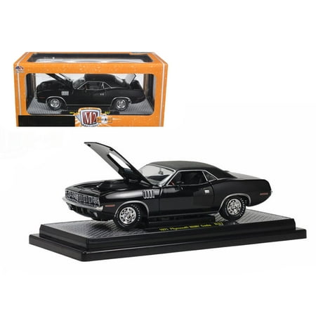 Plymouth 426 Hemi Cuda 1971 Plymouth Cuda Hemi Black with Black Vinyl Roof 1/24 Diecast Model Car by M2 Machines ()