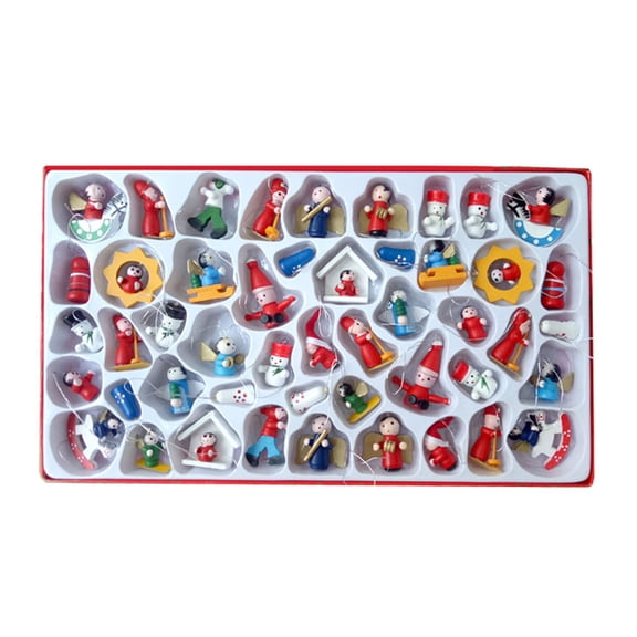 MANNYA 48PCS Christmas Mini Ornaments Small Wooden Christmas Ornaments for Mini Christmas Tree Decorations Wood Ornaments
