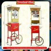 Chicdaze Popcorn Machine with 12 oz Kettle, Makes up to 48 Cups, Vintage-Style Popper with Cart on Wheels for Home