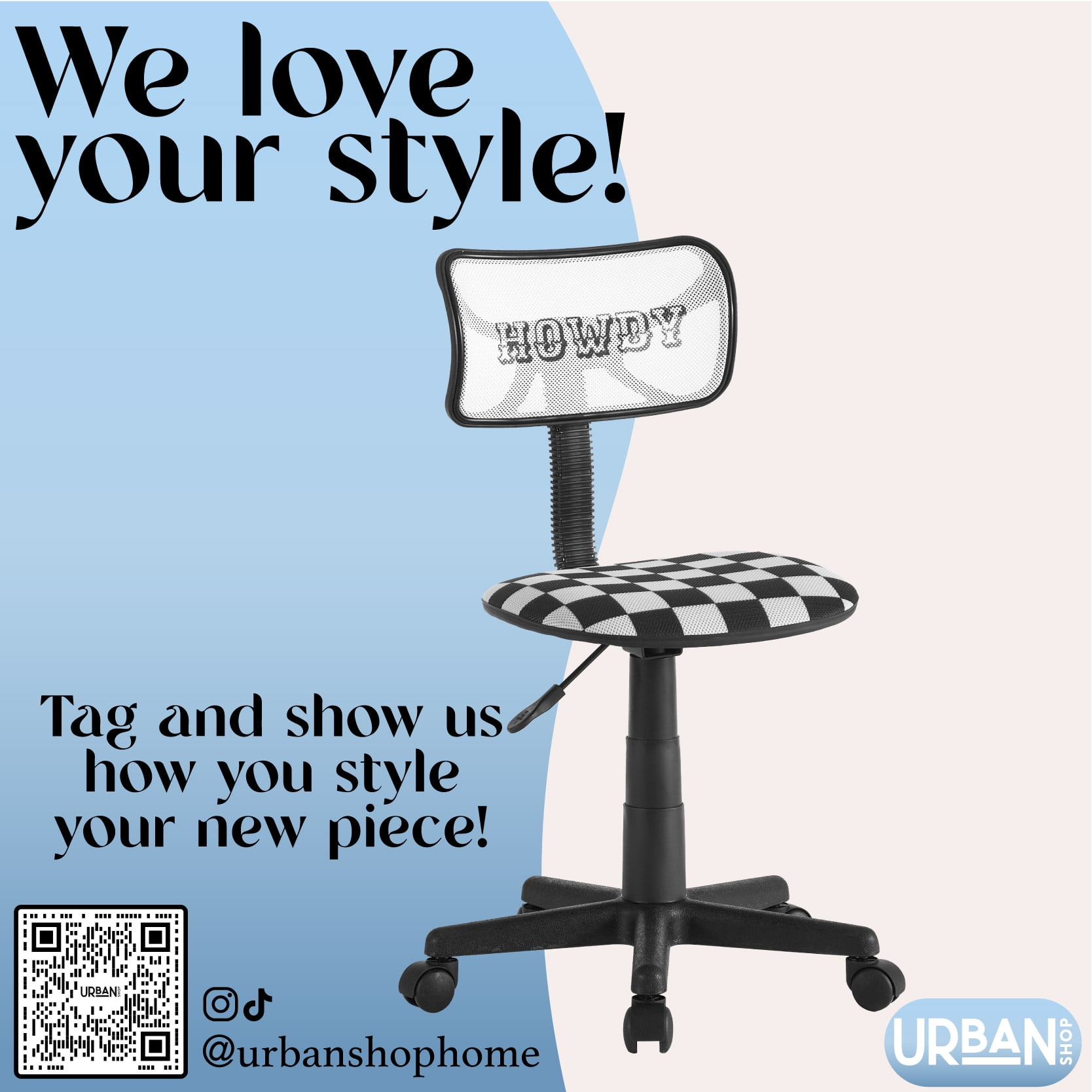 Urban Shop Swivel Mesh Desk Chair, Howdy
