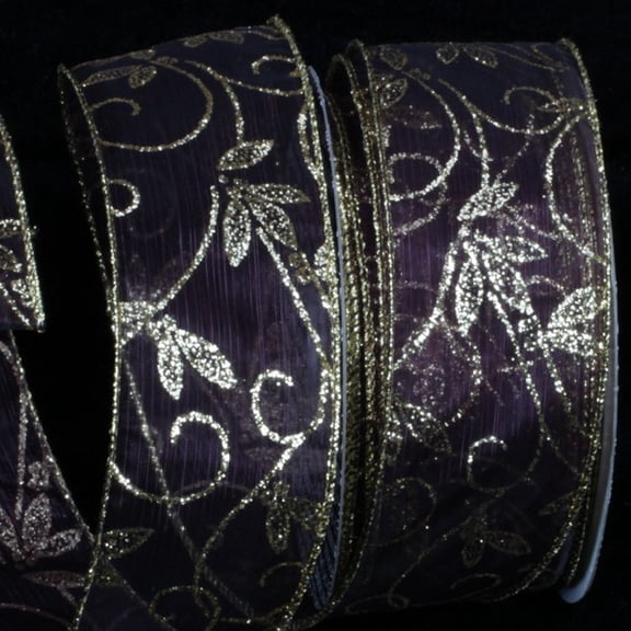 The Ribbon People Burgundy Red and Gold Kampai Swirl Wired Craft Ribbon 2" x 20 Yards