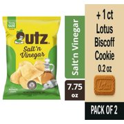 Utz Salt & Vinegar Potato Chips Family Size 7.75 oz - Pack of 2 & Lotus Biscoff Cookie - 0.2 Oz - 1 ct