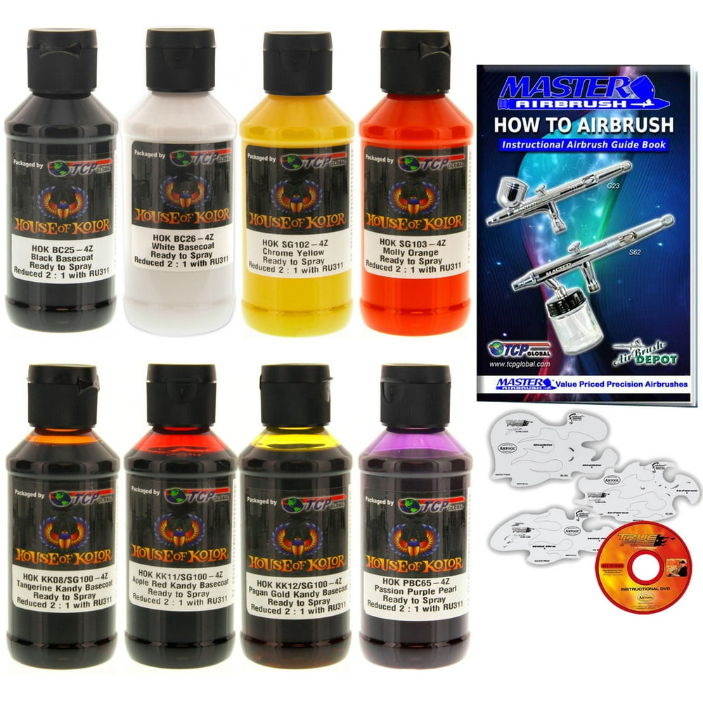 House of Kolor 4oz 9 BASES & COLOR KIT, KANDY, PEARL, SOLID Basecoat