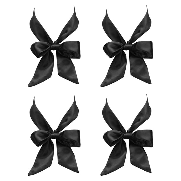 Paquete de 4 bufandas de moda para mujeres, bufanda de cabeza de satén sedoso 39" x 1.57", negra