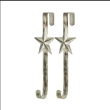 

2 Pack Wreath Hangers for Front Door Christmas Decoration Metal Over The Door Hook with Star (16in Antique White)