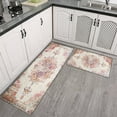 thumbnail image 3 of Boho Pink Carpet Kitchen Rugs and Mats Sets Of 2, Funny Kitchen Decoration Rubber Backing Non-Slip Absorbent Mats for Sink Waterproof Runner Rug for Laundry Room 17x30+17x48inch, 3 of 7