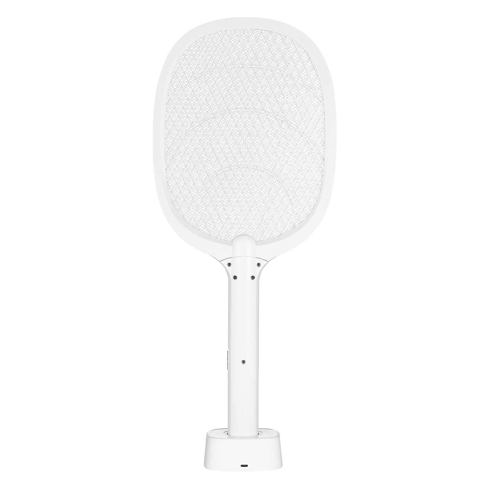 Outdoor Indoor Electric Fly Swatter, 3-Layer Safety Screen, Long-Lasting 1500mAh Rechargeable Battery, Portable Bug Zapper for Camping, Patio, Garden - White