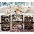 thumbnail image 3 of Y&M Indoor Outdoor Chic Wood Round End Table, Flower Bronze, 3 of 7