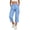 Light Blue, variant on Fnooota Women's Cargo Capri Pants, Casual Side Split Elastic Waist Stretchy Fall Cropped Work Trousers Beige Size S-2XL