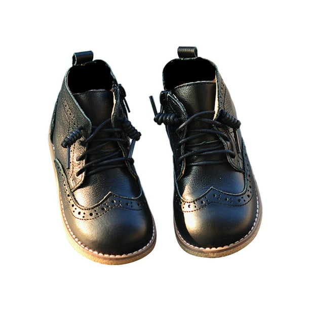 admire chess compass SIMANLAN Boys Casual Side Zipper Ankle Boots Winter Warm Lightweight Round  Toe Leather Shoes Kids Non-Slip Lace Up Brogue Boot Black 11c - Walmart.com