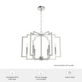 thumbnail image 7 of Hunter - Zoanne 6-light Brushed Nickel, Large Chandelier, Dimmable, Modern Style, Geometric Shaped, for Bedrooms, Dining, Living Rooms - 19573, 7 of 7
