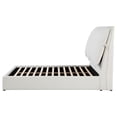 thumbnail image 4 of Dole Queen Size Platform Bed - Pillow Headboard - White Fabric Upholstey, 4 of 5