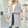thumbnail image 4 of Pntutb Mujer Primavera y Otoño Solapa Lana Color Sólido Manga Larga Lana Bolsillo Largo Chaqueta Flash Picks Pntutb Pntutb-4731, 4 of 7