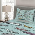 thumbnail image 3 of Ambesonne Aviation Quilted Coverlet 3 Pcs, Airplanes Helicopters, King Size, Multicolor, 3 of 3