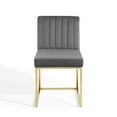 thumbnail image 6 of Tufted Side Dining Chair, Velvet, Metal Steel, Gold Grey Gray, Modern Contemporary Urban Design, Kitchen Room Cafe Bistro Restaurant Hospitality, 6 of 7