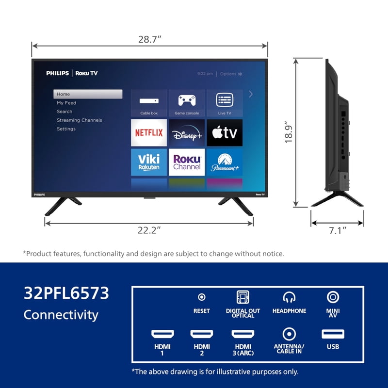 Philips 32" 1080p FHD Roku LED TV (32PFL6573/F7) color options