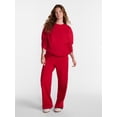 thumbnail image 2 of No Boundaries Soft Fleece Wide Leg Pants, 30” Inseam, 1 or 2-Pack, Women’s XXS-4X, 2 of 5