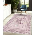 thumbnail image 4 of Spring Decorative Rug, Swirling Floral Look Design of Blossoming Flowers and Flying Butterflies, Quality Carpet for Bedroom Dorm and Living Room, 6 Sizes, Baby Pink and Plum, by Ambesonne, 4 of 4