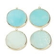 thumbnail image 2 of 5pc Natural Flower Amazonite Pendants with Brass Findings Flat Round Golden 32~34x28.5~31x2mm Hole: 1.6mm, 2 of 5