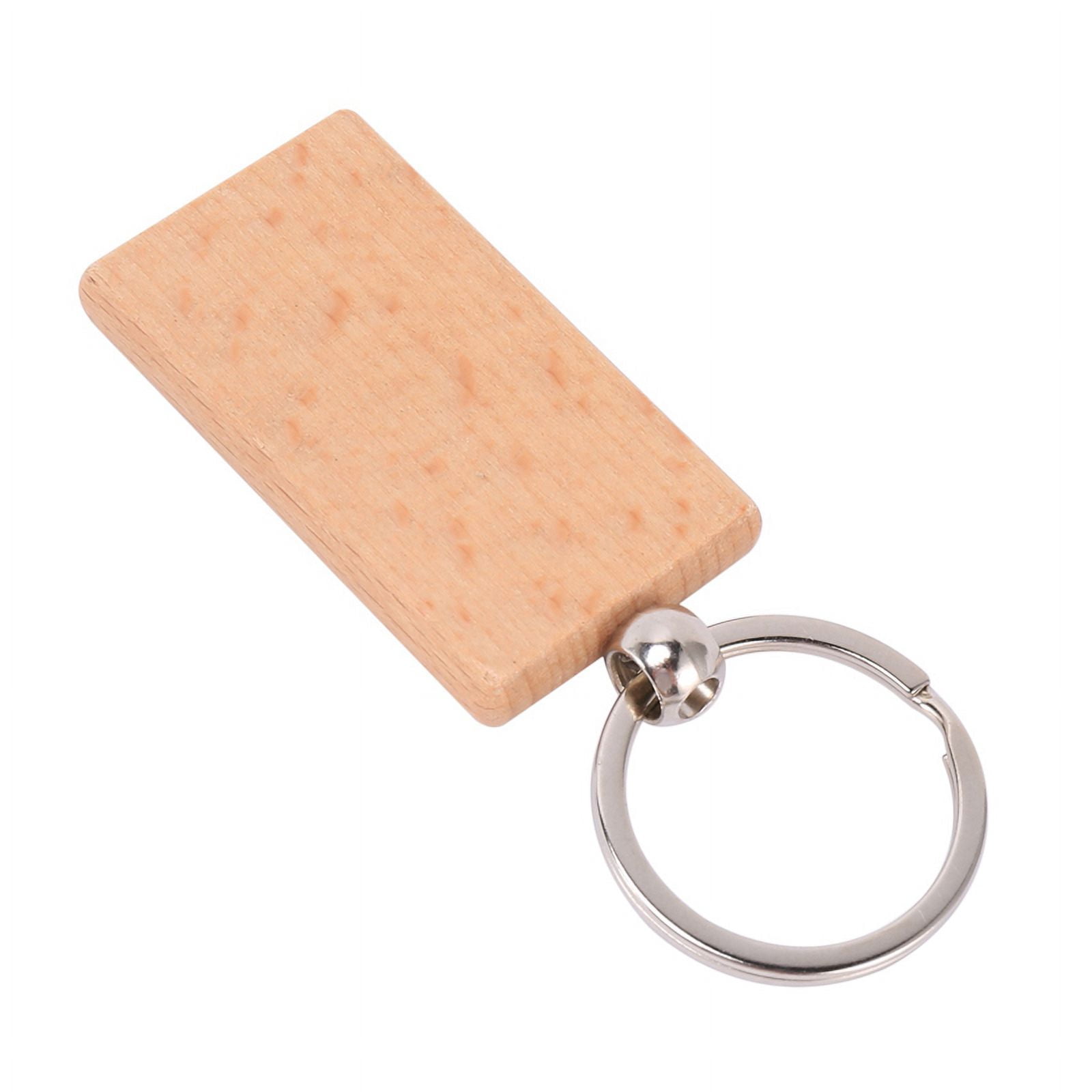 300Pcs Blank Rectangle Wooden Key Chain DIY Wood Keychains Key Tags Can Engrave DIY Gifts