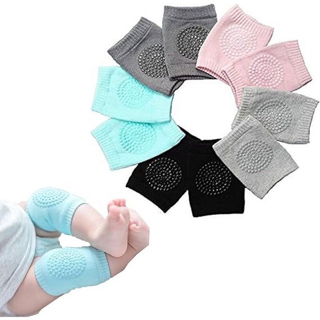 Rodilleras antideslizantes para gatear para bebés, rodilleras unisex para bebés pequeños, 5 pares de almohadillas, rodilleras antideslizantes para proteger la rodilla del bebé para gatear