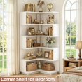 thumbnail image 2 of Corner Book Shelf, 6-Shelf Corner Bookshelf for Small Corner Spaces, L-Shape Bookcase Corner Display Shelf for Home Office, Living Room, Bedroom, White, 2 of 5