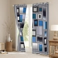 thumbnail image 3 of Homewish Patchwork Geometric Checkered Black Out Curtains,Classic Grid Curtains Pack of 2 (42x63 Each),Gray Blue Bedroom Curtains For Men Women,Super Cozy Room Decor, 3 of 6