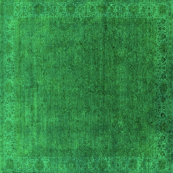 Ahgly Company Indoor Square Oriental Green Industrial Area Rugs, 5' Square