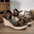 thumbnail image 4 of Coffee Women'S Versatile Open Toe Wedge Sandals One-Strap Round Toe Cushioned, 4 of 9