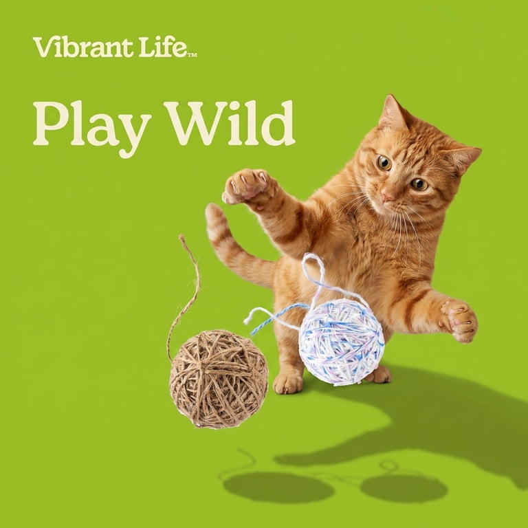Vibrant Life Yarn Ball Cat Toy with Rattle, 2 Pack photo 4