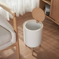 thumbnail image 3 of Wooden High Foot Trash Can For Bathroom Creative Kitchen wastebin with Press Cover Living Room Toilet Garbage container, 3 of 8