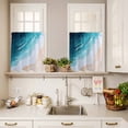 thumbnail image 4 of Kitchen Window Curtains Valance and Tier Set, Summer Blue Ocean Waves Rod Pocket Tier Curtain Valance Set, Beach Coastal Nautical Style Light Filtering Cafe Curtains for Bedroom Living Room, 4 of 9