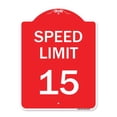 thumbnail image 1 of SignMission A-DES-RW-1824-22879 18 x 24 Po. Panneau de la Série Designer - Speed Limit 15 MPH, Rouge et Blanc, 1 of 1