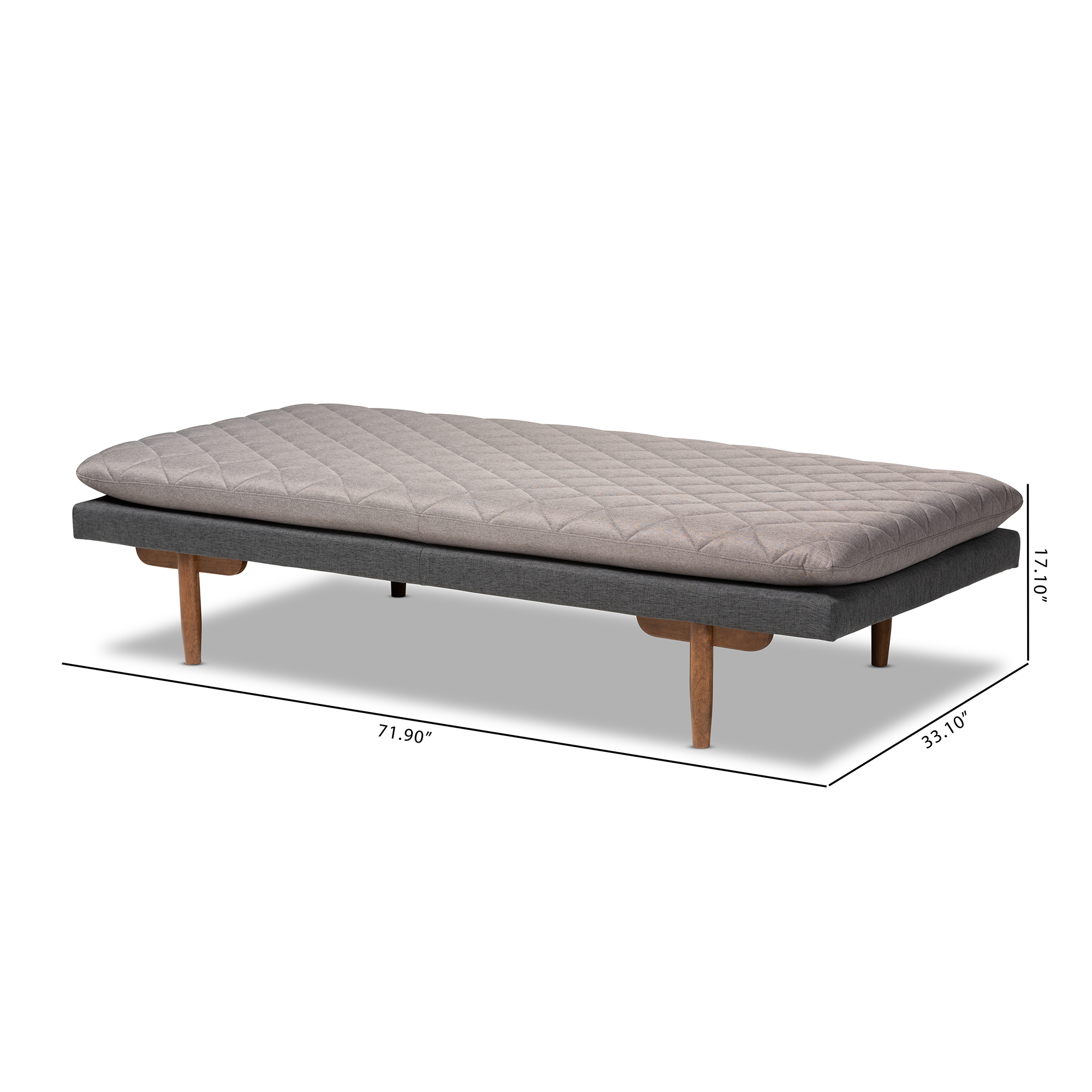 Baxton Studio Marit Mid-Century Modern Two-Tone Gray Fabric Upholstered Walnut Finished Wood Daybed