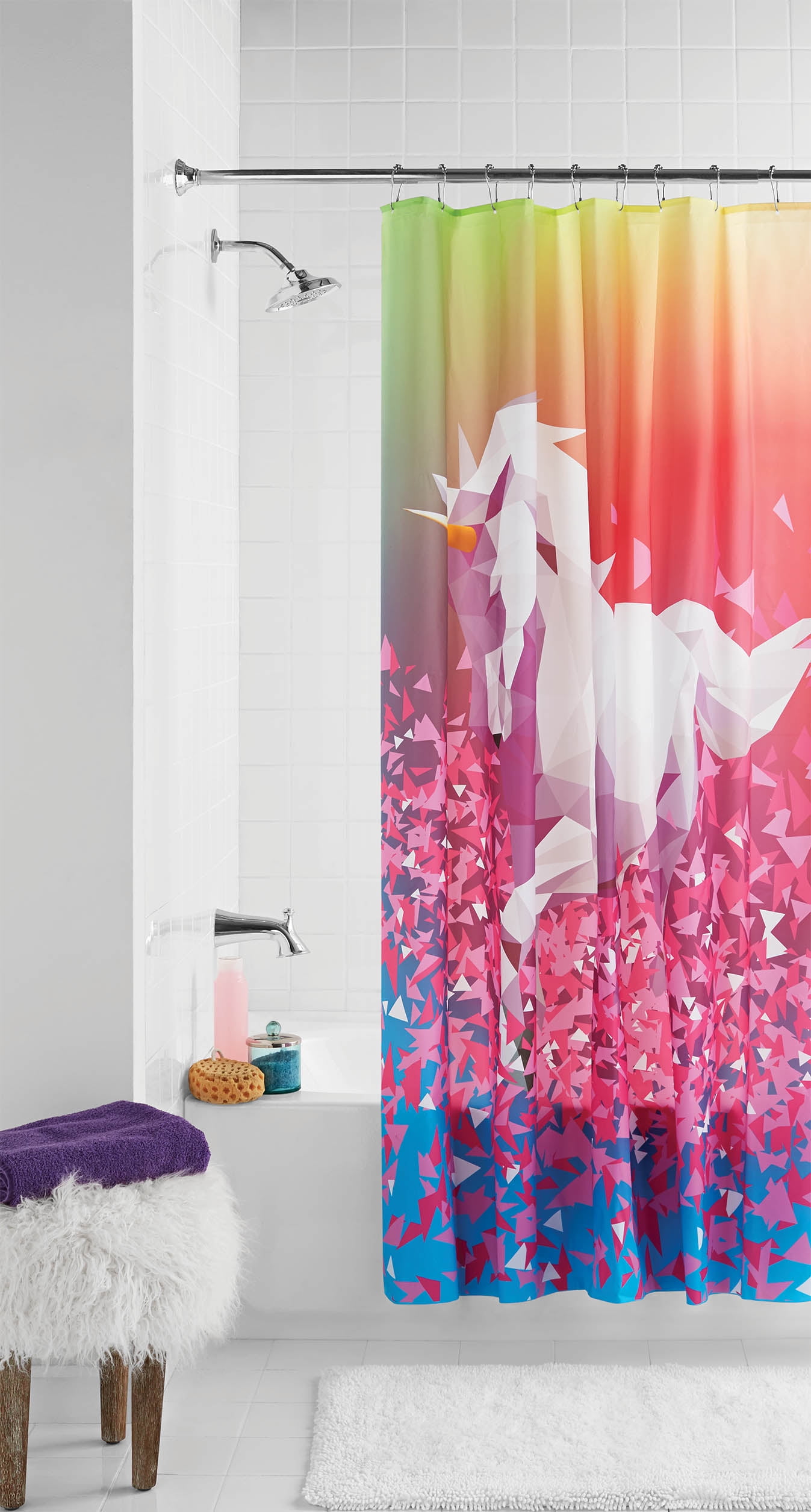 Mainstays Glitter Unicorn Peva Shower Curtain