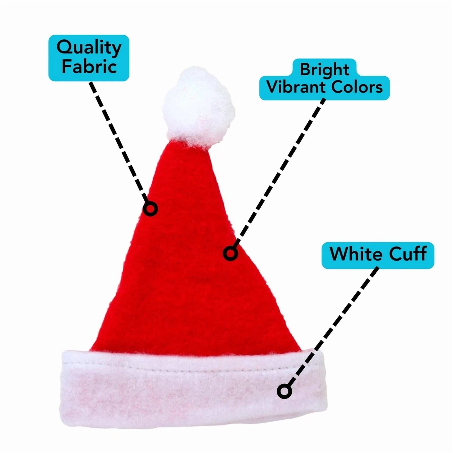 BUTTERFLY- Iconikal Mini Felt Santa Hats Decorations, Red, 12-Pack