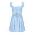 thumbnail image 5 of Bnwani Women's Dresses,Women Dresses,Ruched,Square Neck,Tie,High Waist,Blue,M, 5 of 6