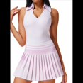 thumbnail image 2 of Falda de Tenis para Mujer, Falda de Golf Acanalada, Falda Deportiva Plisada con Media Cremallera, Pantalones Cortos y Sujetador Incorporados Rosa M, 2 of 8