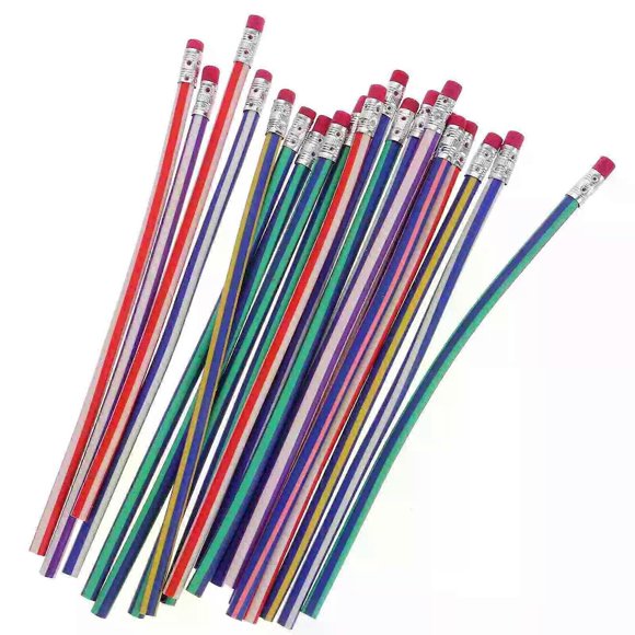 20 Pcs Flexible Writing Pencil Constantly Folding Student Long Pencils 1800X100X100CM Pvc Kids School Prizes