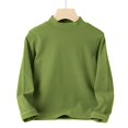 thumbnail image 4 of YDFCWXW Girls' Long Sleeve Turtleneck T-Shirt Kids Basic High Neck Casual Trendy Soft Base Layer Tee Tops (Green, 9-10 Years), 4 of 6