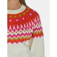 thumbnail image 4 of 99 Jane Street Women's Fair Isle Crewneck Sweater with Long Sleeves, Midweight, Sizes XS-XL, 4 of 6