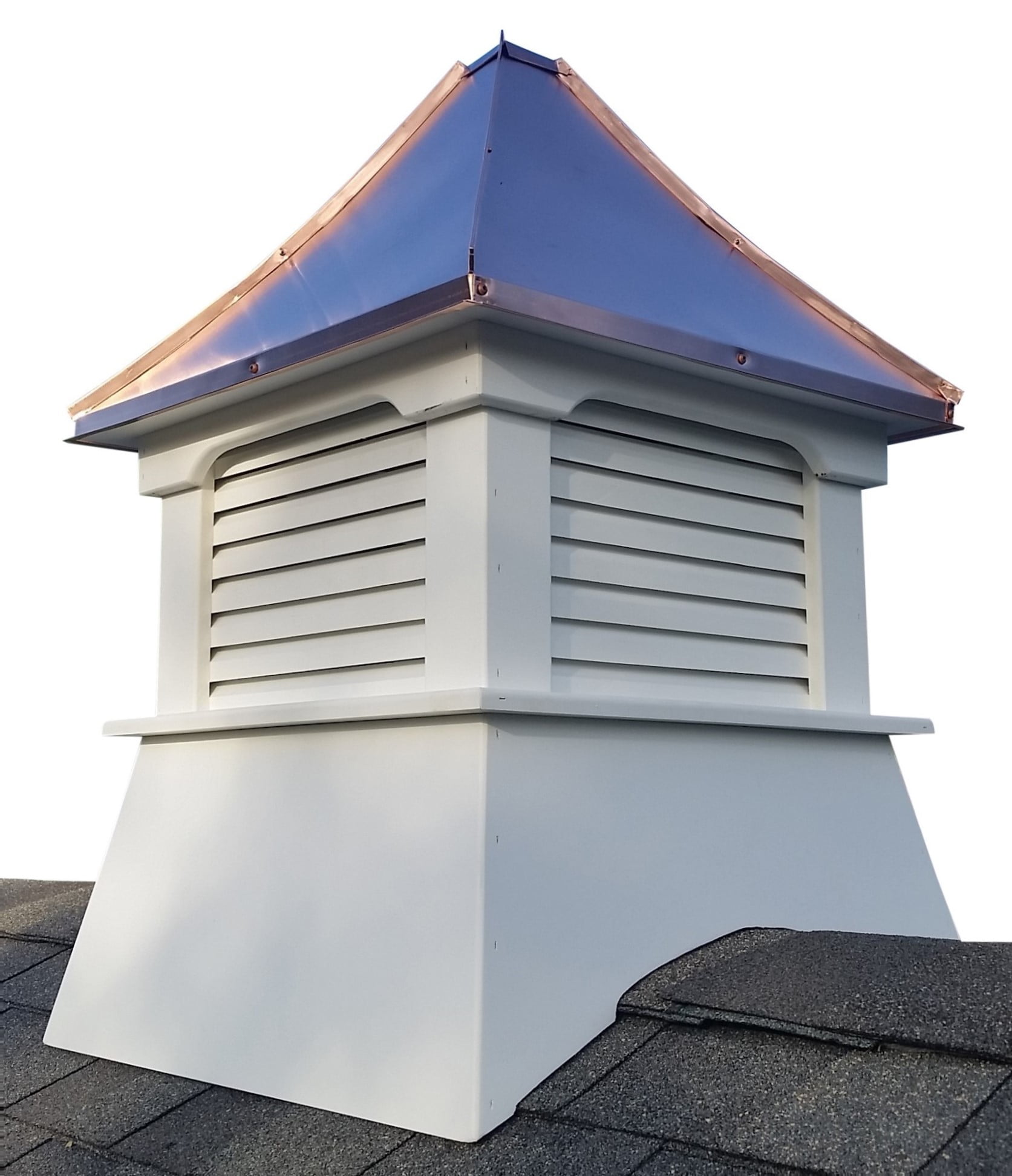 Olympia White Vinyl Square Cupola with Copper Pagoda Roof