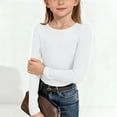 thumbnail image 2 of LIJCC Ribbed Round Neck Top, Children's Girl's T-Shirt, Slim Fit Casual Basic Top Long Sleeved Shirt Pullover(White,7-8 Years), 2 of 7