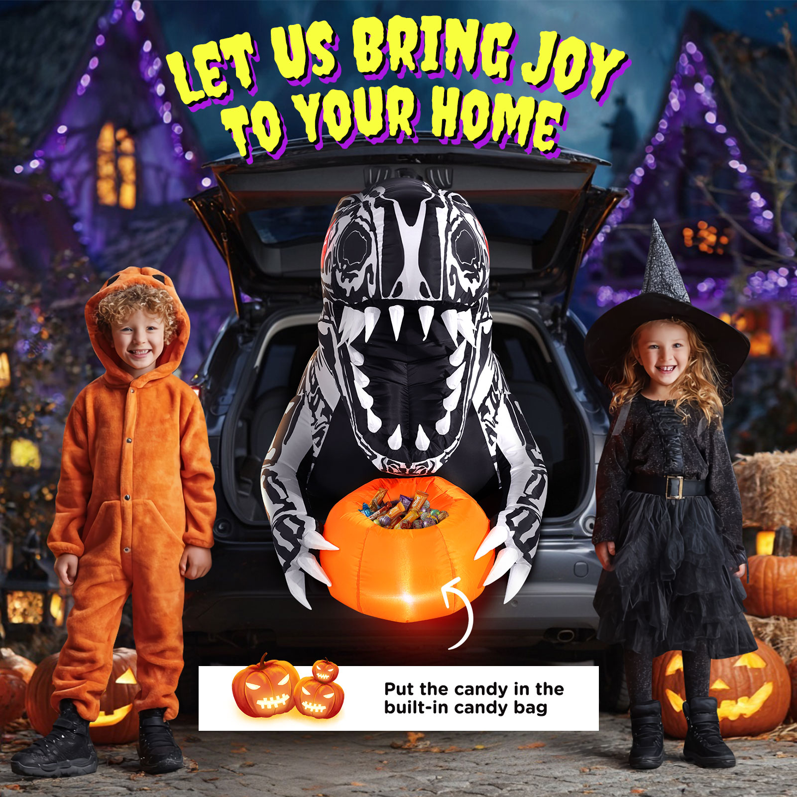 Ayieyill 3.6 Ft Halloween Inflatable Skeleton Dinosaur photo 7