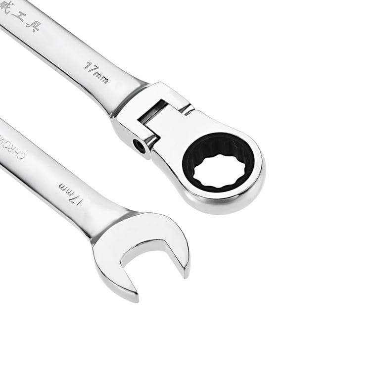 Uxcell 12mm Flex-Head Ratcheting Combination Wrench - 72 Tooth, 12 Point, Chrome Vanadium Steel