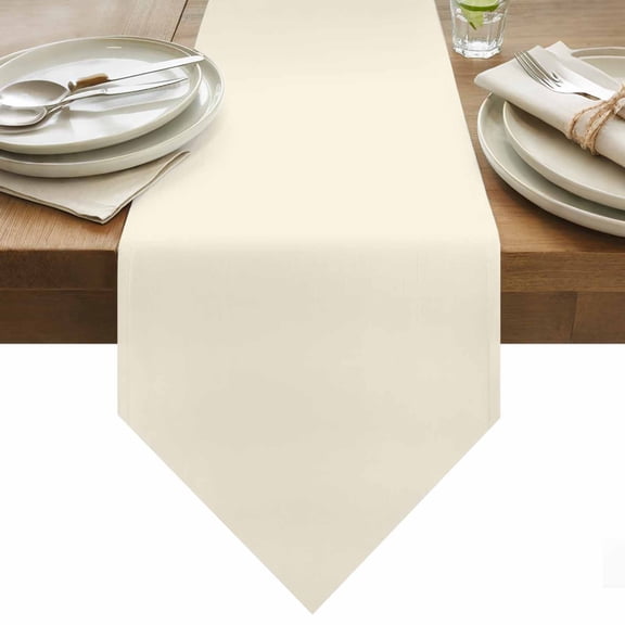 Cream Table Runner 120 Inches Long Solid Color Table Runners for Dining Room Tabletop Dresser Scarf Home Party Banquet Wedding Holiday Decoration