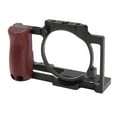 thumbnail image 1 of Camera Cage for ZV1 Aluminum Video Rig 1/4 Inch Screw Holes Cold Shoe Mount with Wooden Handle Grip, 1 of 7