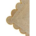 thumbnail image 2 of Hand Woven Farmhouse Jute Area Scalloped Rug Natural Scallop Pattern Jute Bohemian Base Yellow Trim Rug (Yellow, 7'x7'), 2 of 4