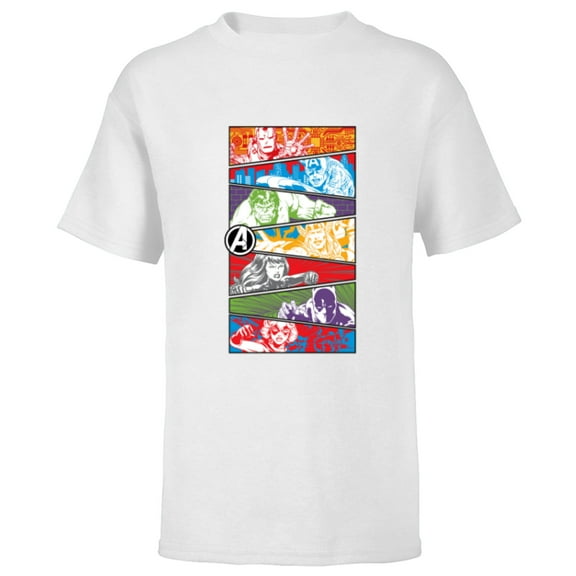 Marvel Avengers 60th Anniversary Classic Color Slices Retro- Short Sleeve T-Shirt for Kids - Customized-White